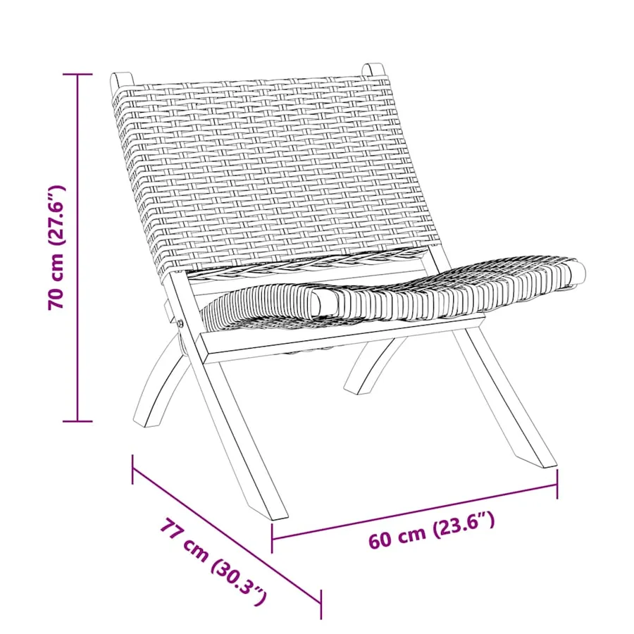 Chaise de relaxation rotin kubu naturel et bois d'acajou massif - 8