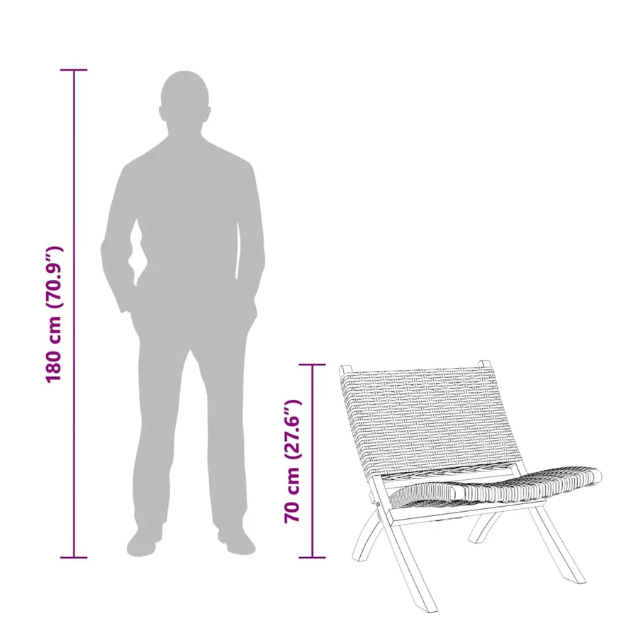 Chaise de relaxation rotin kubu naturel et bois d'acajou massif - 9