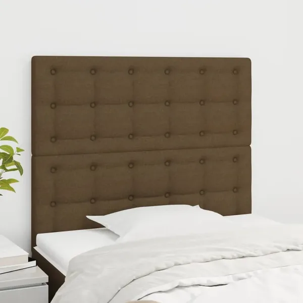 Tête de lit marron foncé 80x5x118/128 cm Tissu