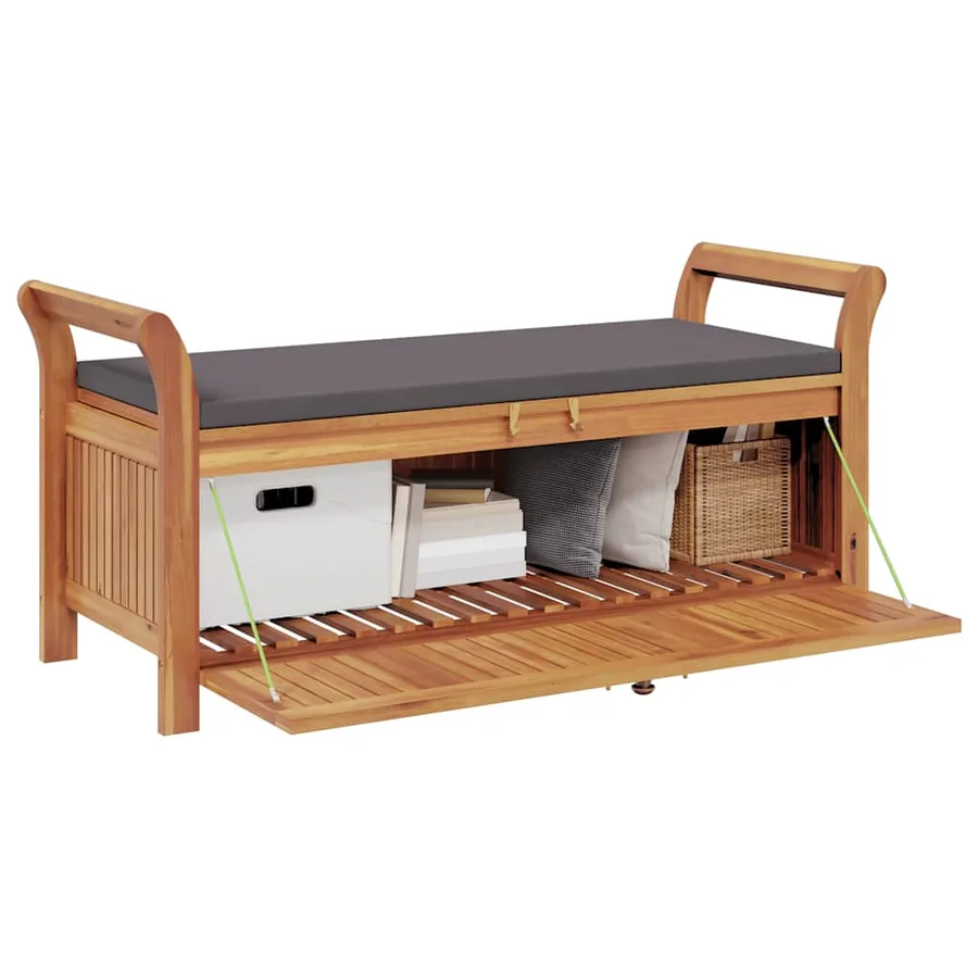 Banc de rangement de jardin avec coussin 126 cm Bois d'acacia - 4