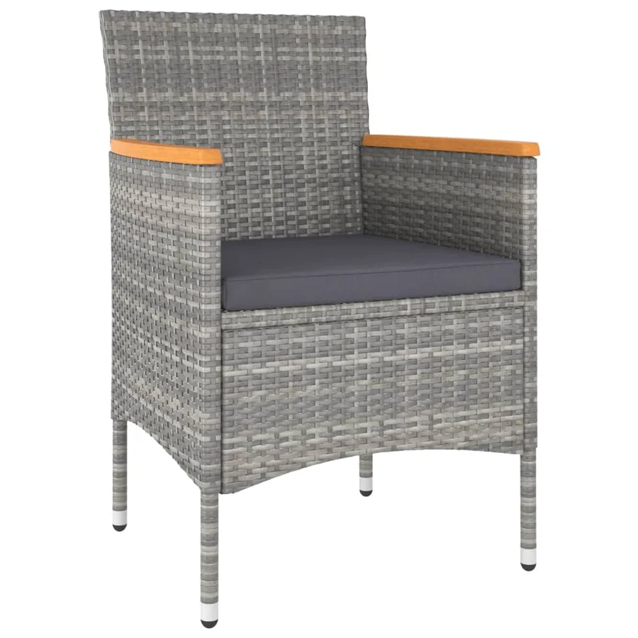 Ensemble de bistro de jardin 5pcs Résine tressée et acacia Gris - 3