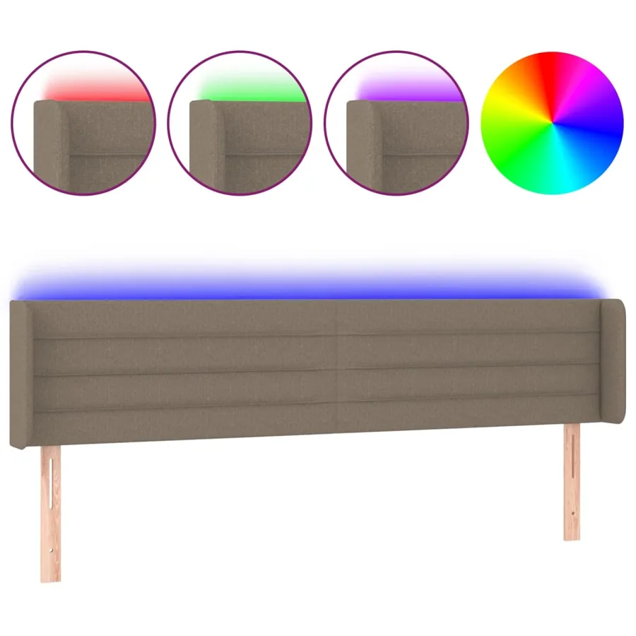 Tête de lit à LED Taupe 183x16x78/88 cm Tissu - 2