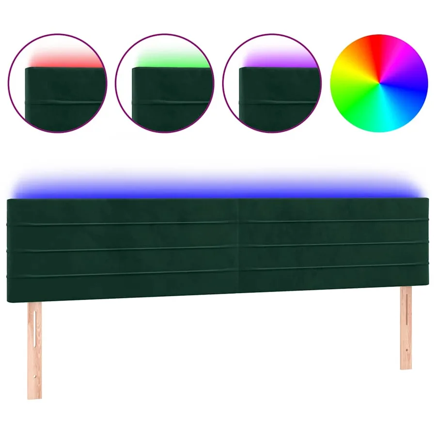 Tête de lit à LED Vert foncé 180x5x78/88 cm Velours - 2