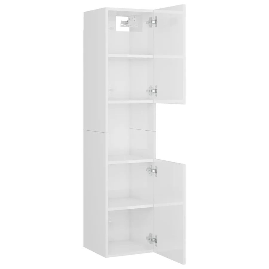 Ensemble de meubles de salle de bain Blanc brillant Aggloméré - 5