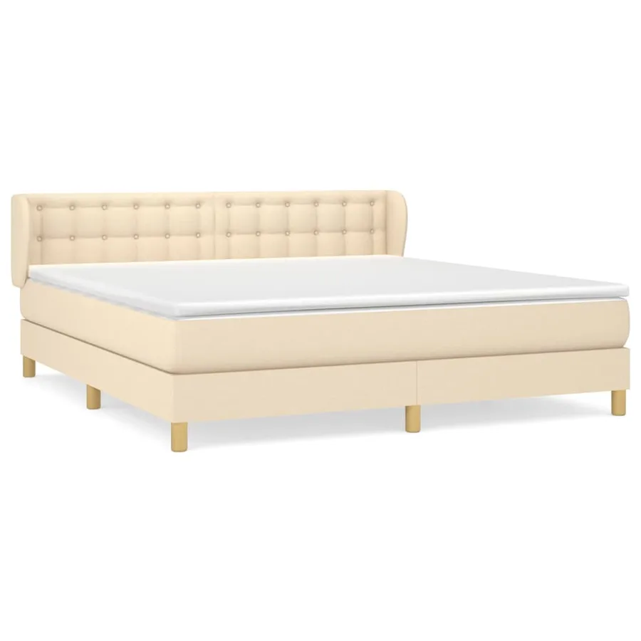 Sommier à lattes de lit avec matelas Crème 160x200 cm Tissu - 2