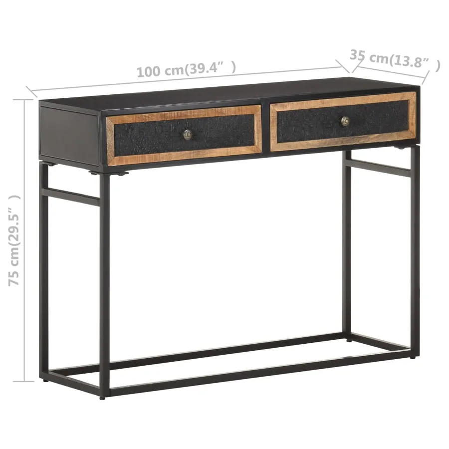 Table console 100x35x75 cm Bois de manguier massif - 6