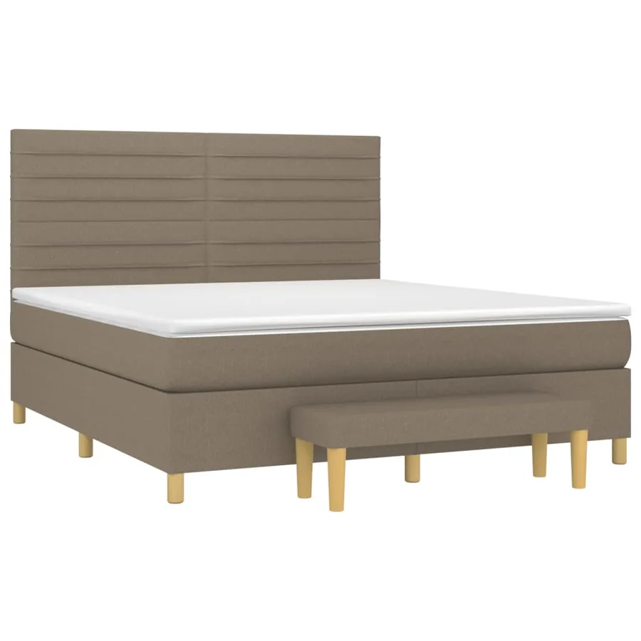 Sommier à lattes de lit avec matelas Taupe 160x200 cm Tissu - 3