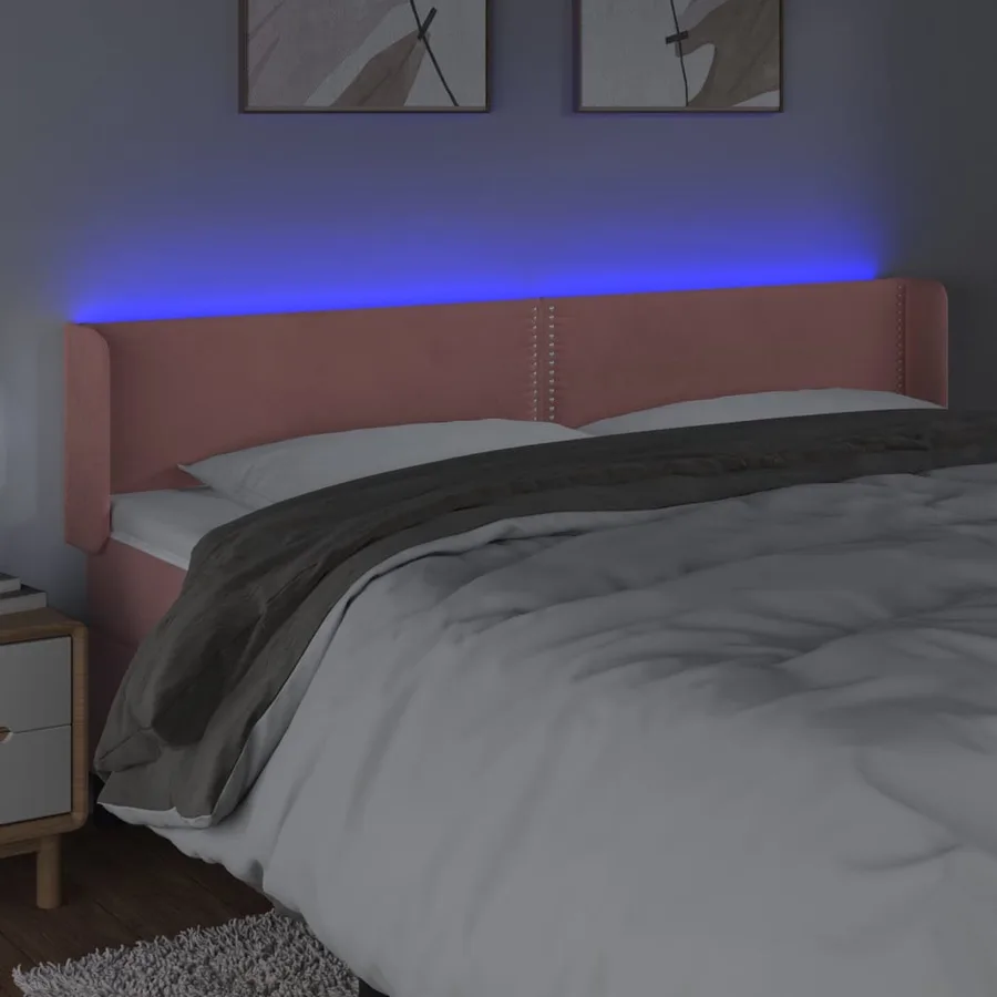 Tête de lit à LED Rose 163x16x78/88 cm Velours - 4