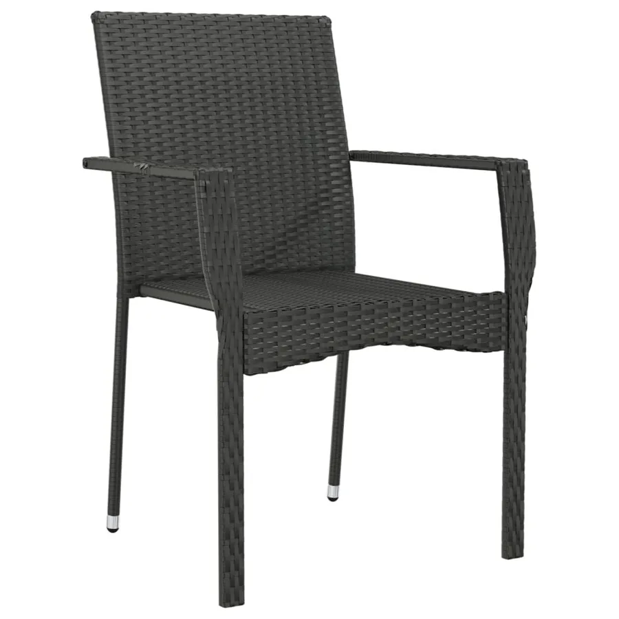 Chaises de jardin lot de 4 avec coussins Résine tressée Noir - 4