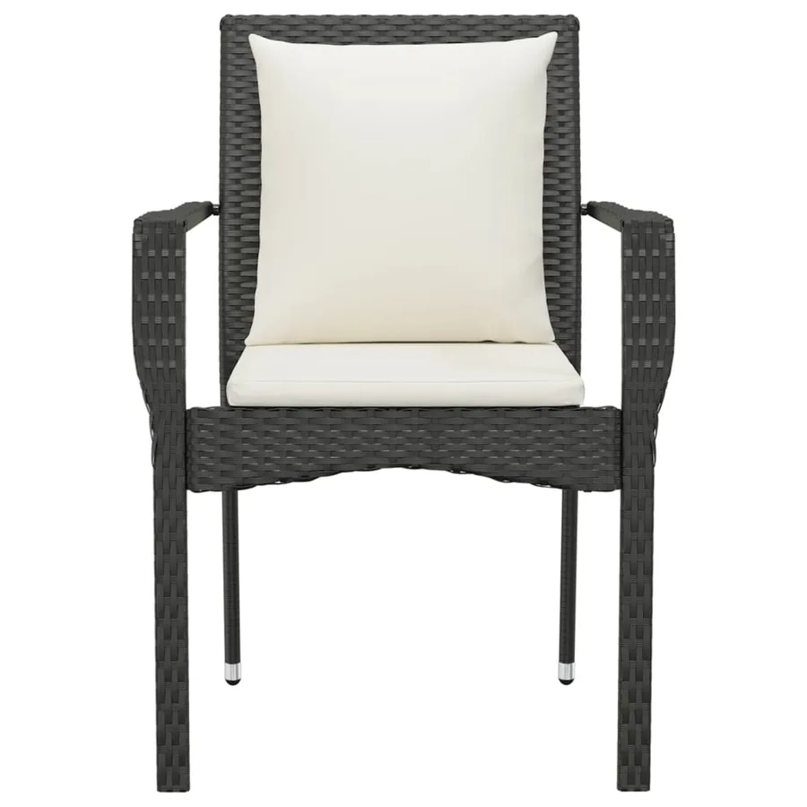 Chaises de jardin lot de 4 avec coussins Résine tressée Noir - 5
