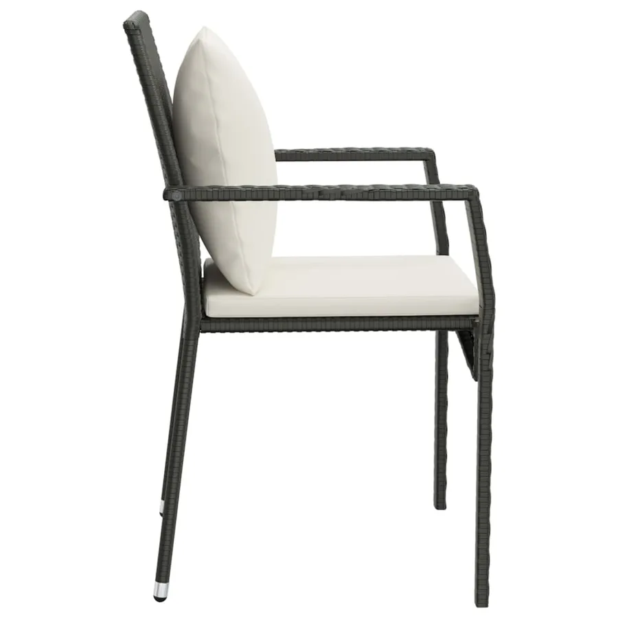 Chaises de jardin lot de 4 avec coussins Résine tressée Noir - 6