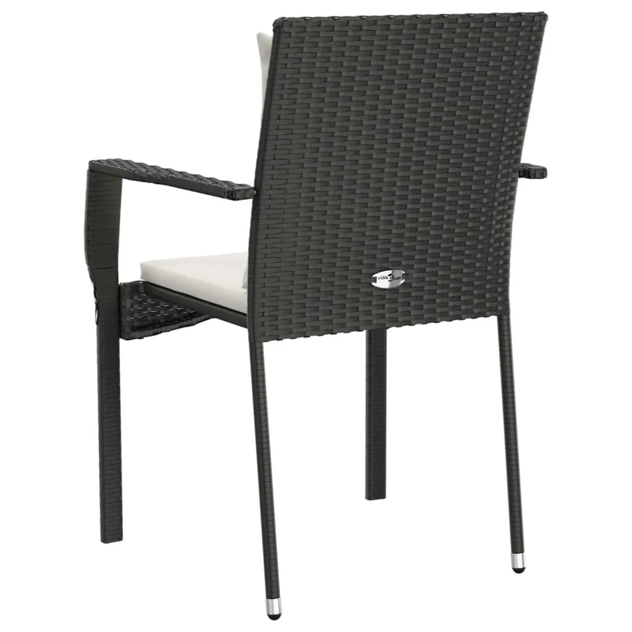 Chaises de jardin lot de 4 avec coussins Résine tressée Noir - 7