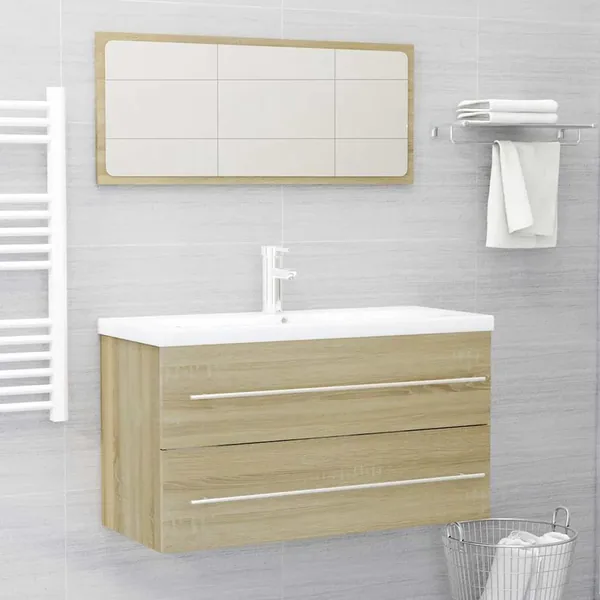 Ensemble de meubles de bain 2 pcs Chêne sonoma Aggloméré