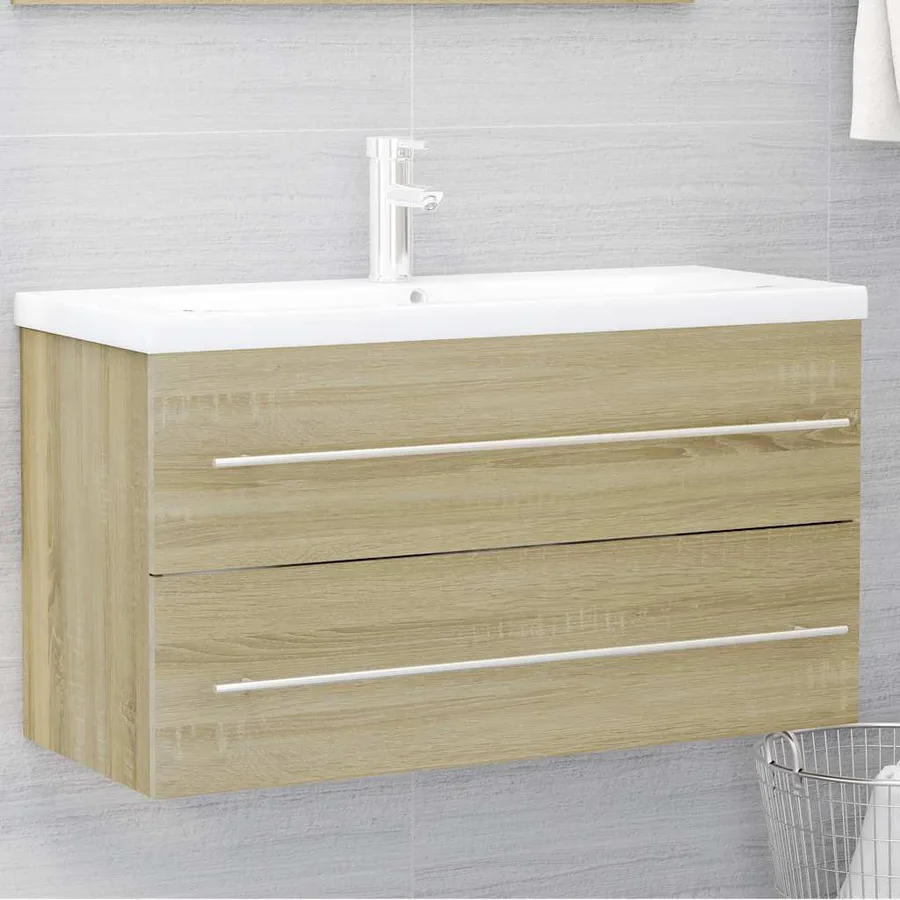 Ensemble de meubles de bain 2 pcs Chêne sonoma Aggloméré - 6