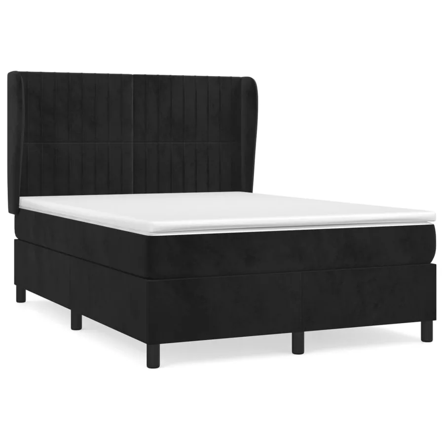 Sommier à lattes de lit avec matelas Noir 140x200 cm Velours - 2