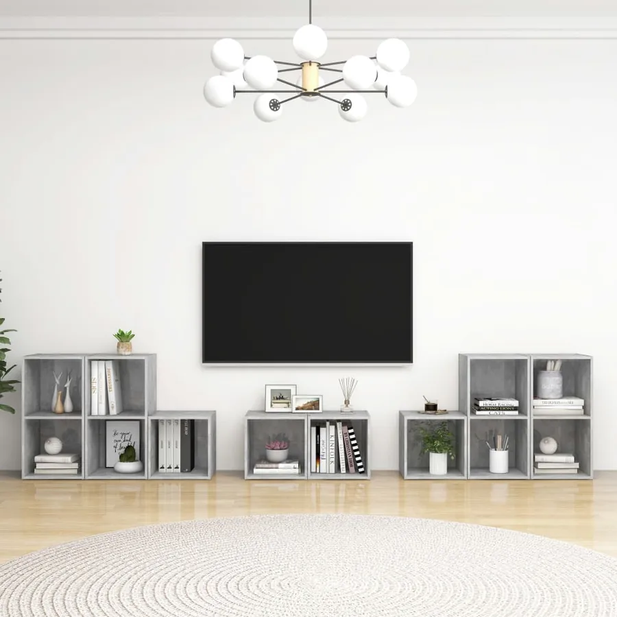 Ensemble de meubles TV 8 pcs Gris béton Bois d'ingénierie