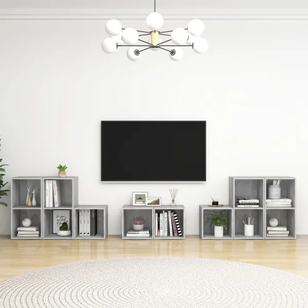 Ensemble de meubles TV 8 pcs Gris béton Bois d'ingénierie