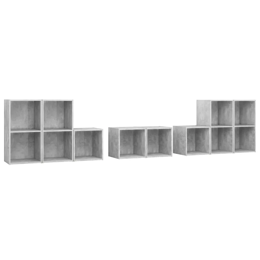 Ensemble de meubles TV 8 pcs Gris béton Bois d'ingénierie - 2