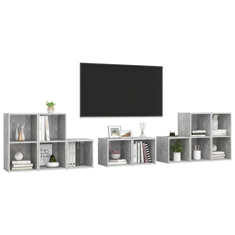 Ensemble de meubles TV 8 pcs Gris béton Bois d'ingénierie - 3