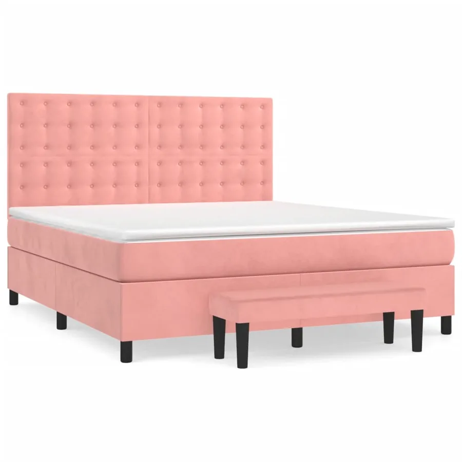 Sommier à lattes de lit avec matelas Rose 160x200 cm Velours - 3