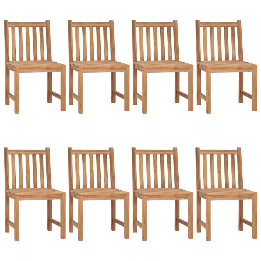 Chaises de jardin lot de 8 avec coussins Bois de teck massif - 2