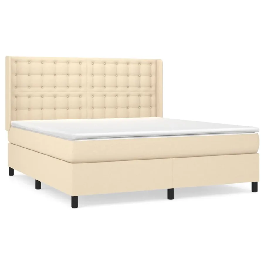 Sommier à lattes de lit avec matelas Crème 160x200 cm Tissu - 2