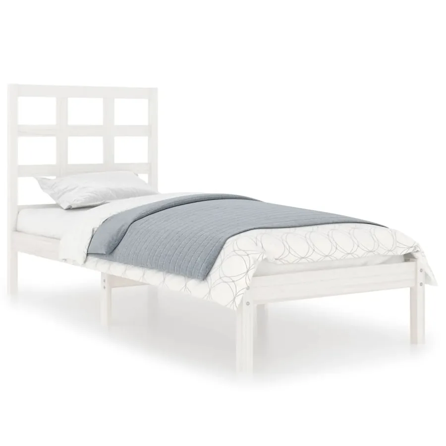 Cadre de lit sans matelas blanc 75x190 cm bois massif - 2