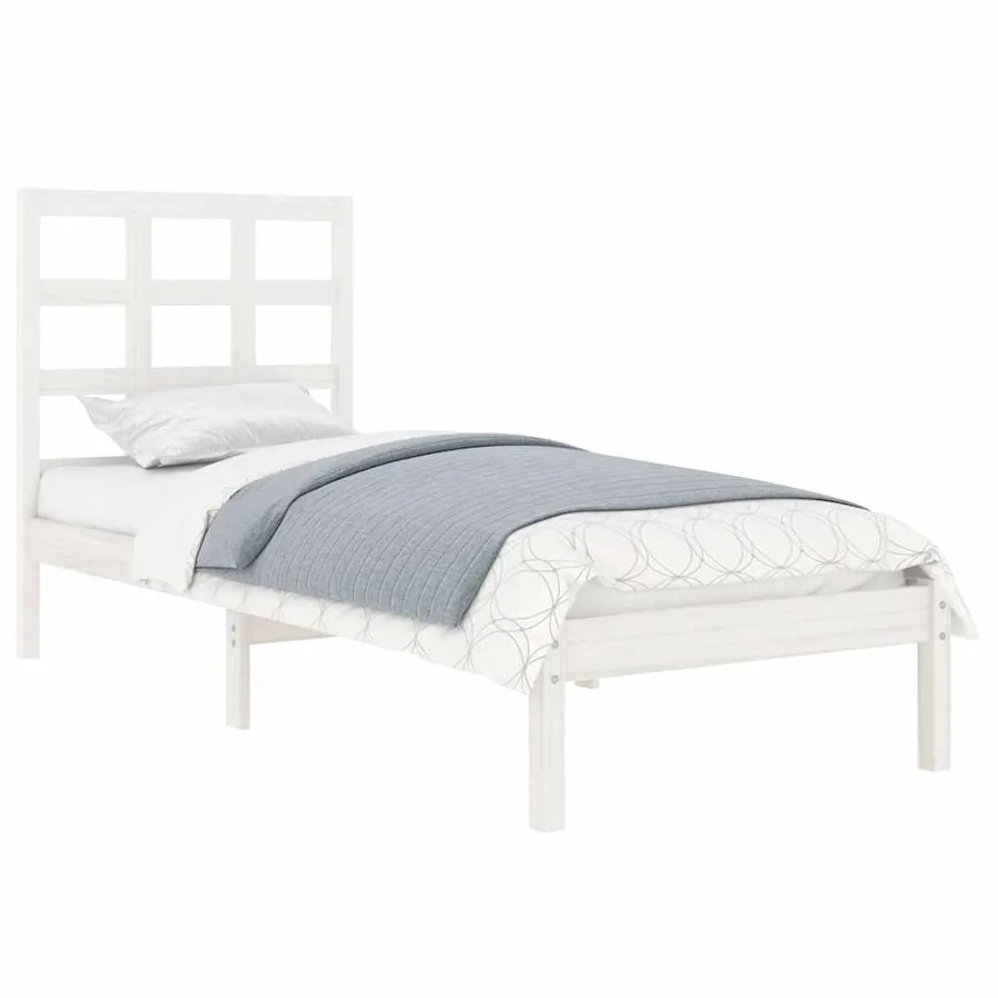 Cadre de lit sans matelas blanc 75x190 cm bois massif - 3