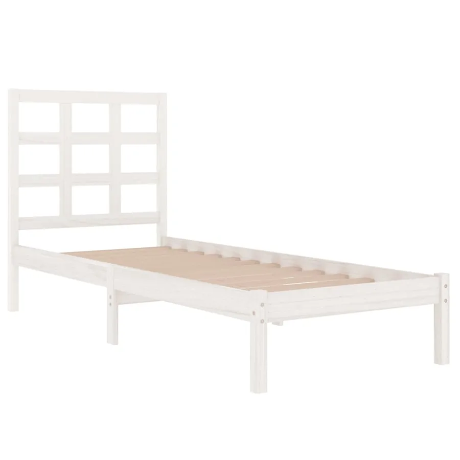 Cadre de lit sans matelas blanc 75x190 cm bois massif - 4