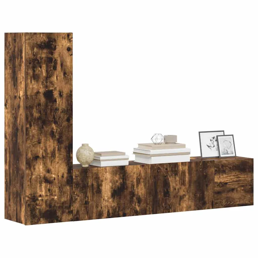 Ensemble de meubles TV 3 pcs Chêne fumé Bois d'ingénierie - 3