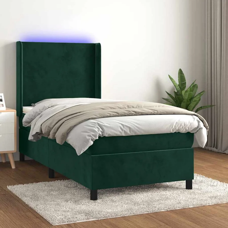 Sommier à lattes de lit matelas LED Vert foncé 80x200cm Velours