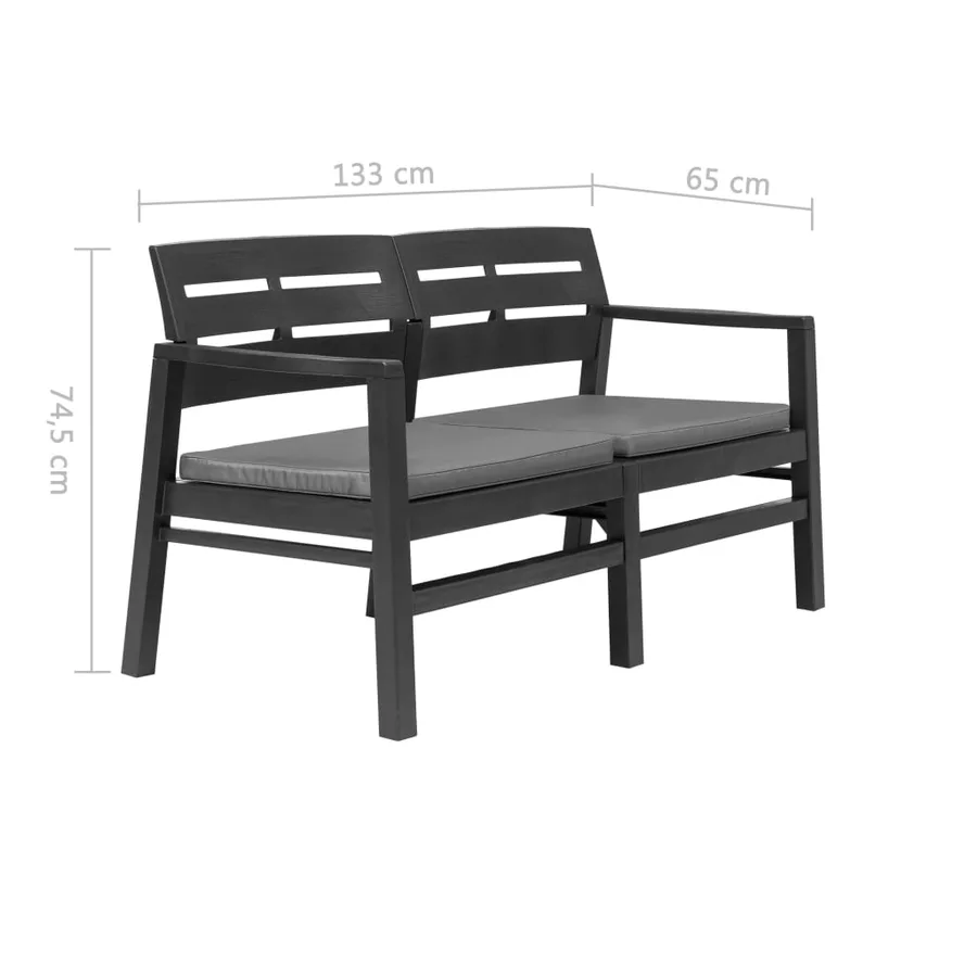 Salon de jardin 4 pcs plastique anthracite - 16