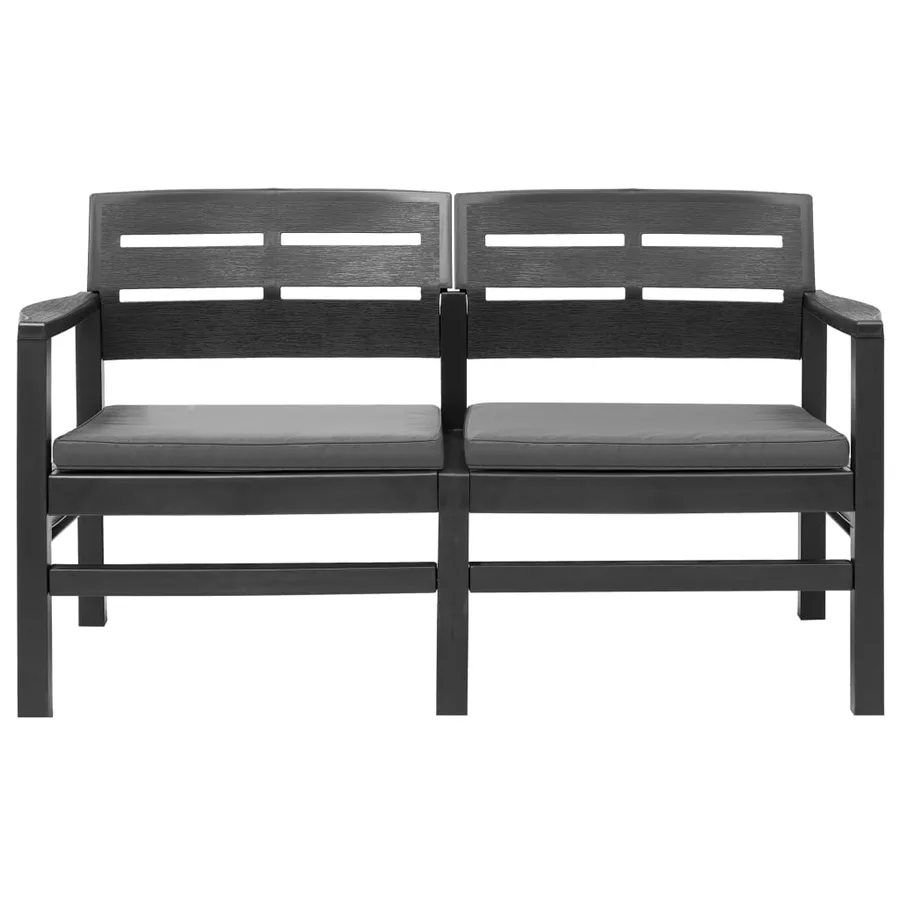 Salon de jardin 4 pcs plastique anthracite - 2