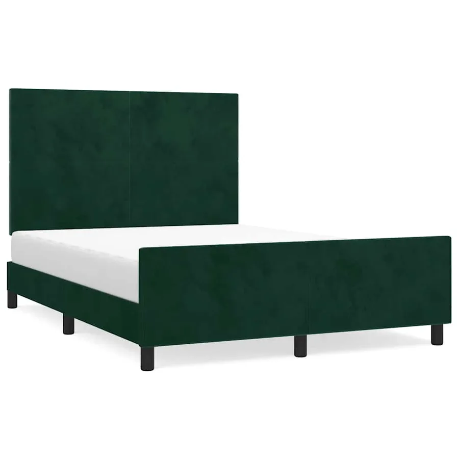 Cadre de lit sans matelas vert foncé 140x190 cm velours - 2