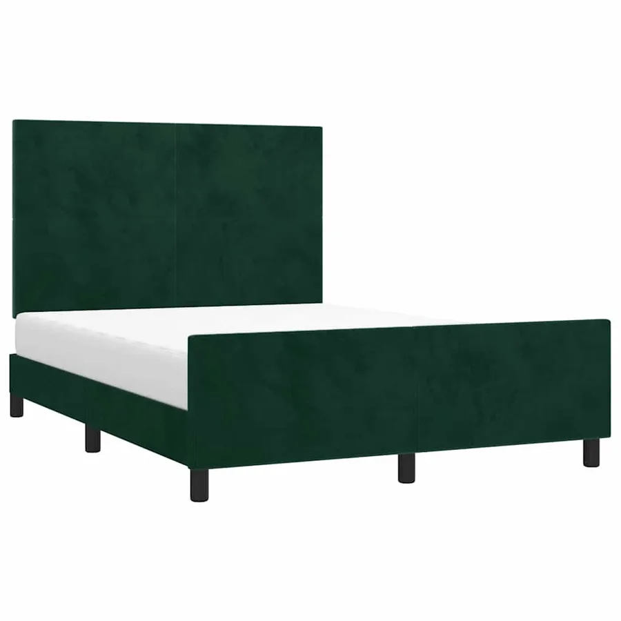 Cadre de lit sans matelas vert foncé 140x190 cm velours - 3
