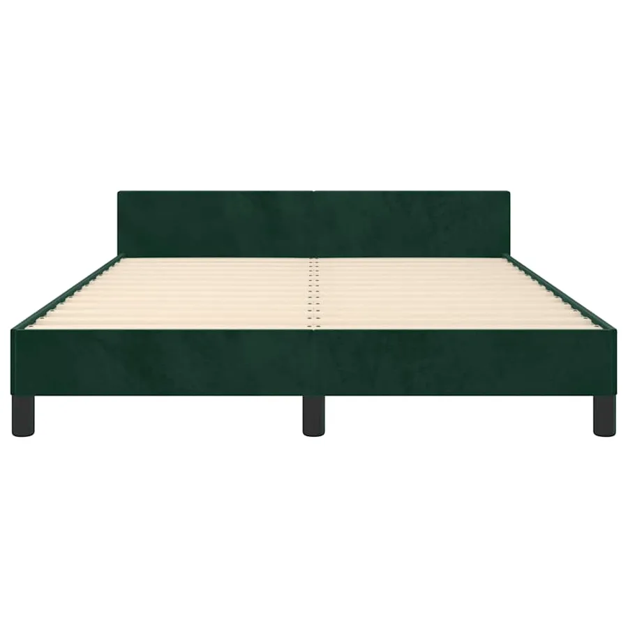 Cadre de lit sans matelas vert foncé 140x190 cm velours - 6