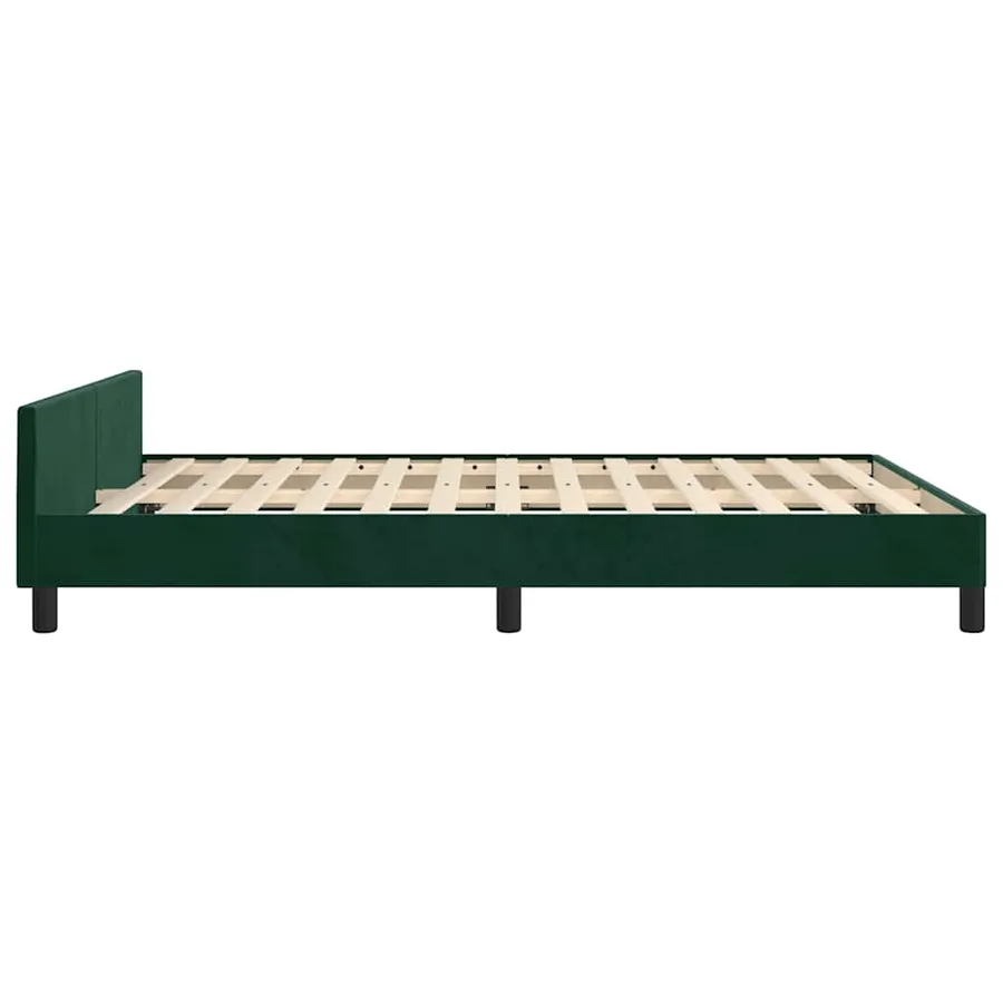 Cadre de lit sans matelas vert foncé 140x190 cm velours - 7