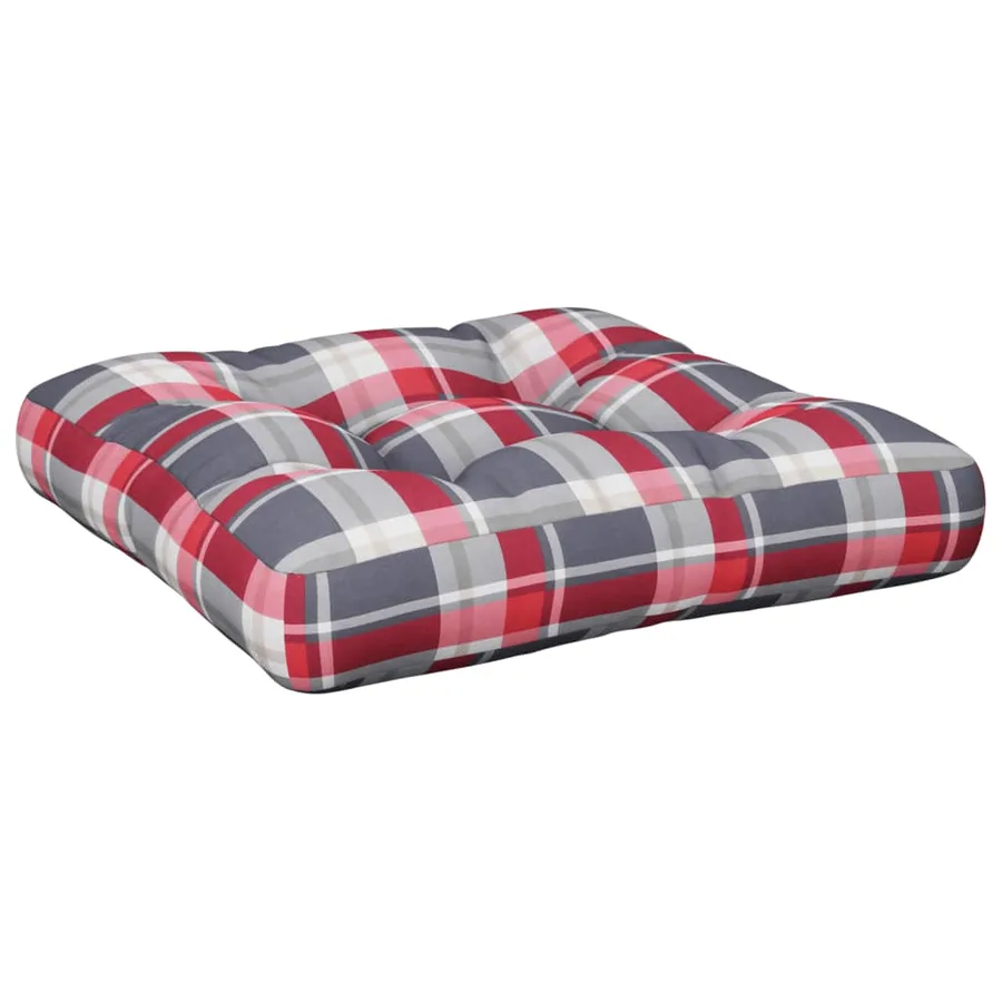 Coussin de palette motif à carreaux rouge 60x60x12 cm tissu - 2