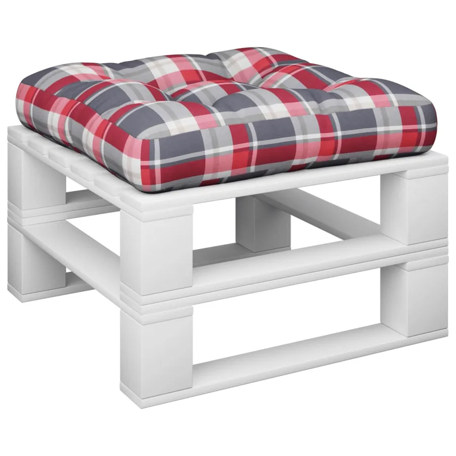 Coussin de palette motif à carreaux rouge 60x60x12 cm tissu - 3