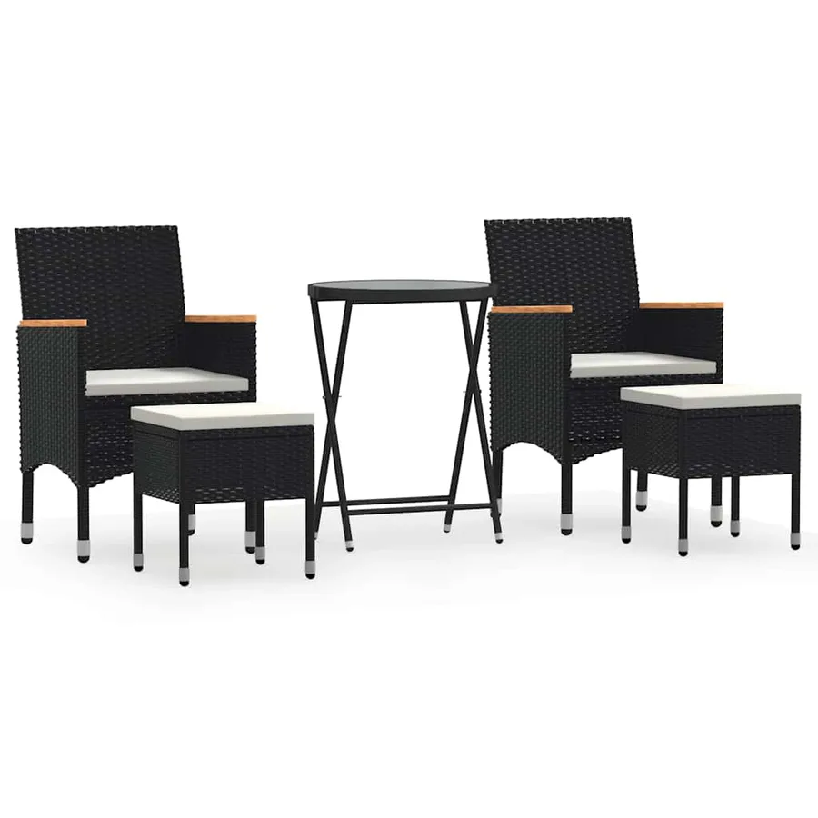 Ensemble de bistro de jardin 5 pcs poly rotin et verre trempé - 2
