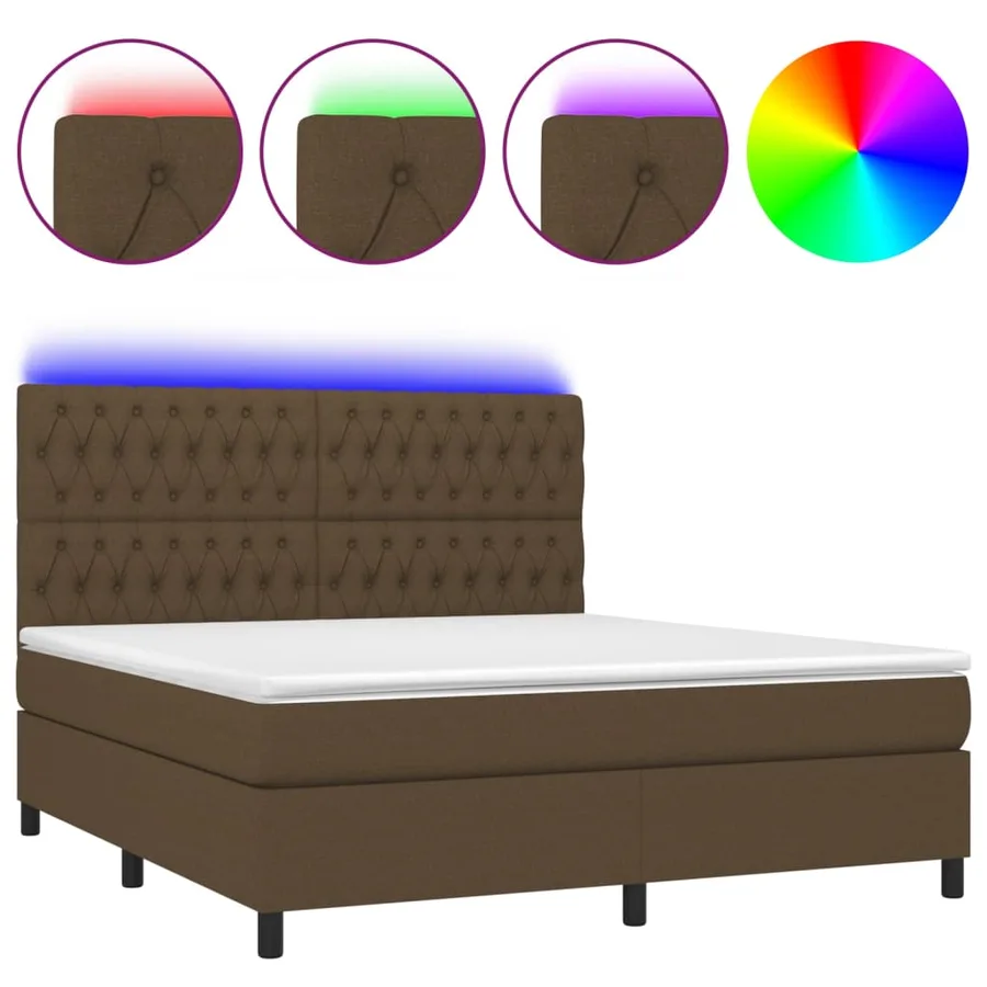 Sommier à lattes de lit matelas et LED Marron foncé 180x200cm - 2
