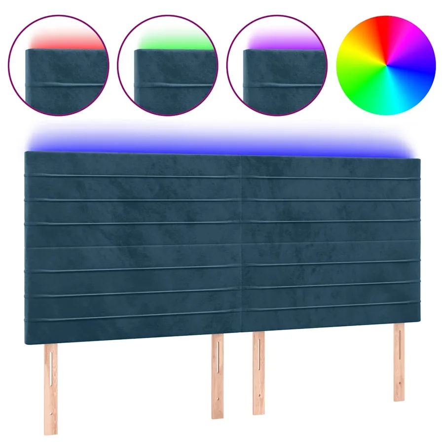 Tête de lit à LED Bleu foncé 160x5x118/128 cm Velours - 2