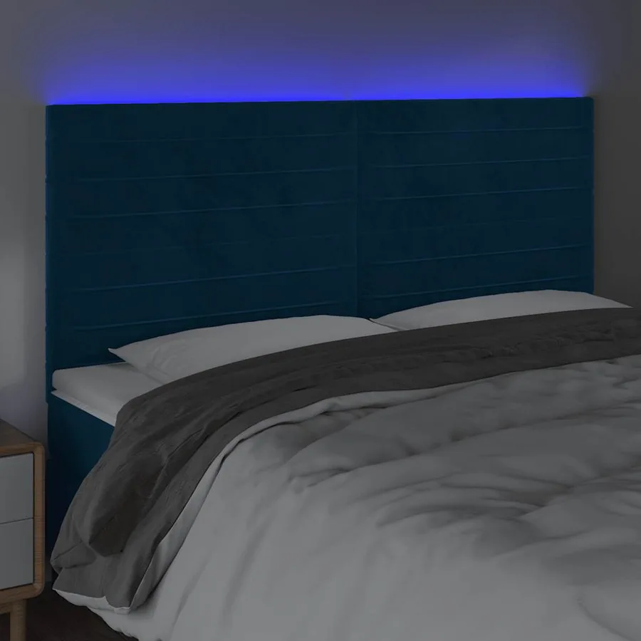 Tête de lit à LED Bleu foncé 160x5x118/128 cm Velours - 3