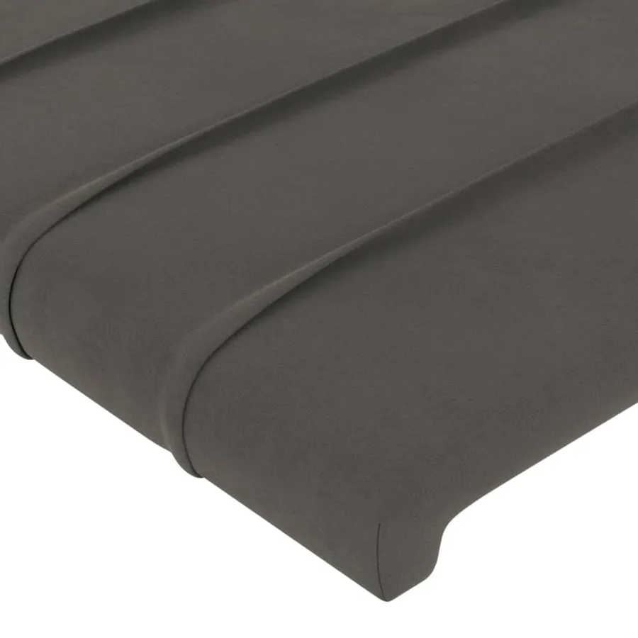 Cadre de lit sans matelas gris foncé velours - 10