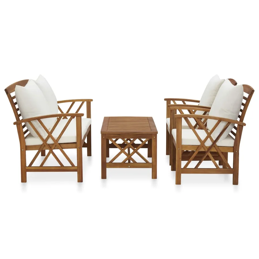Salon de jardin 4 pcs avec coussins Bois d'acacia solide - 2