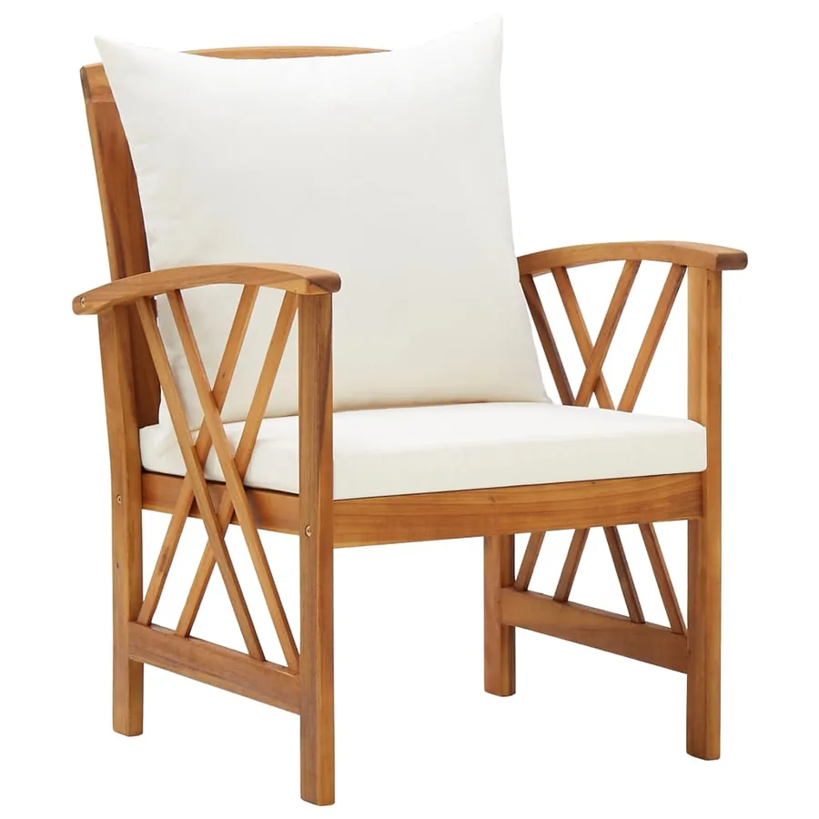 Salon de jardin 4 pcs avec coussins Bois d'acacia solide - 5
