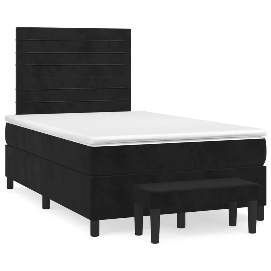 Sommier à lattes de lit avec matelas Noir 120x200 cm Velours - 2