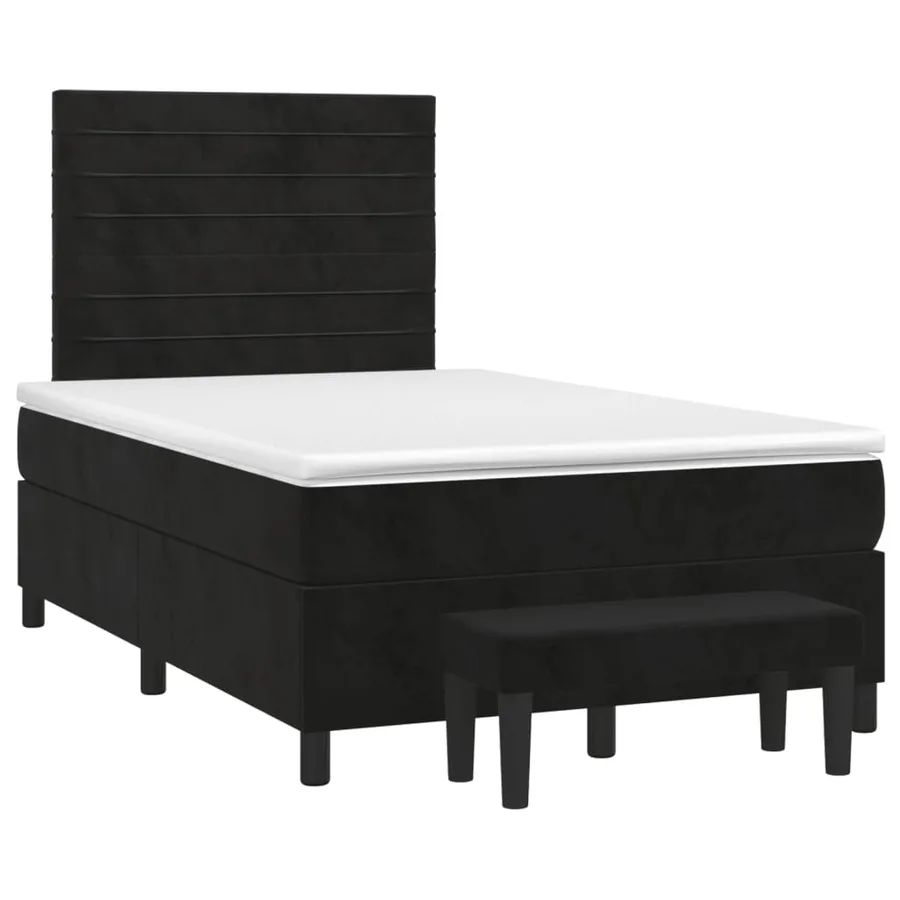 Sommier à lattes de lit avec matelas Noir 120x200 cm Velours - 3