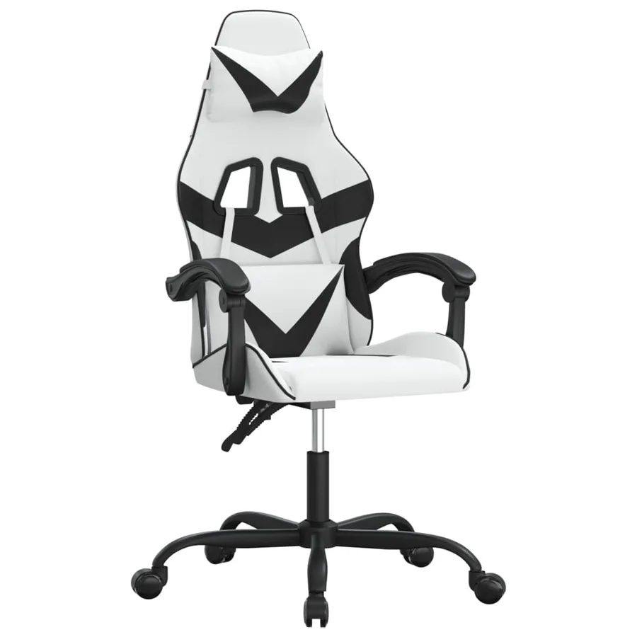 Chaise de jeu pivotante Blanc et noir Similicuir - 2