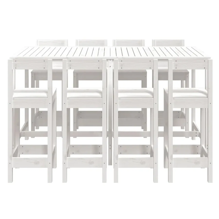 Ensemble de bar de jardin 9 pcs blanc bois de pin massif - 4